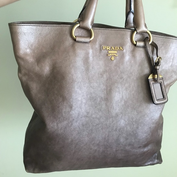 Prada Handbags - 💯 Authentic Prada Glacé Brown Ombré Tote Bag